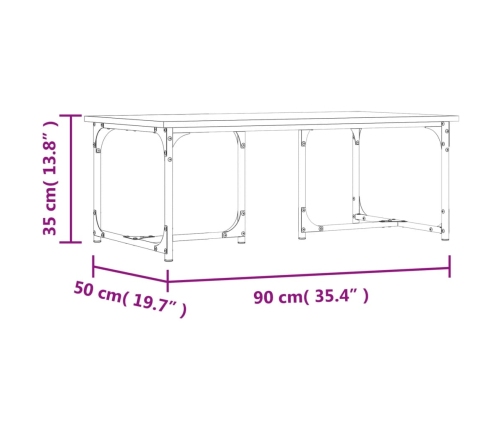 Mesa de centro madera contrachapada gris Sonoma 90x50x35 cm