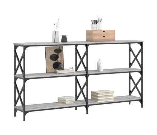 vidaXL Mesa consola madera de ingeniería gris Sonoma 200x28x80,5 cm