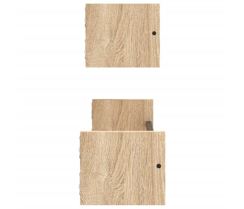 Estantes de pared con barras 2 uds roble Sonoma 60x16x14 cm