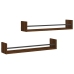 Estantes de pared con barras 2 uds marrón roble 80x16x14 cm