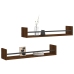 Estantes de pared con barras 2 uds marrón roble 80x16x14 cm