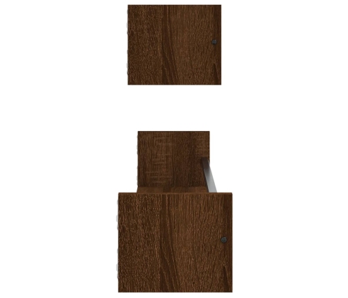 Estantes de pared con barras 2 uds marrón roble 80x16x14 cm