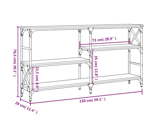 Mesa consola madera de ingeniería negra 150x29x76,5 cm