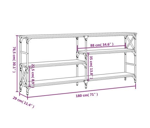 Mesa consola madera de ingeniería negra 180x29x76,5 cm