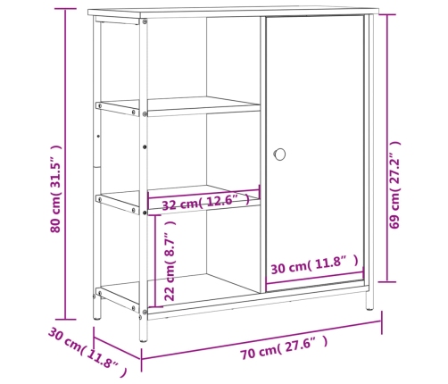 Aparador de madera de ingeniería gris Sonoma 70x30x80 cm