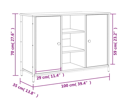 Aparador de madera de ingeniería negro 100x35x70 cm