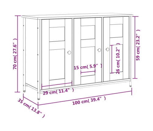 Aparador de madera de ingeniería roble Sonoma 100x35x70 cm