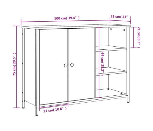 Aparador de madera de ingeniería roble Sonoma 100x33x75 cm