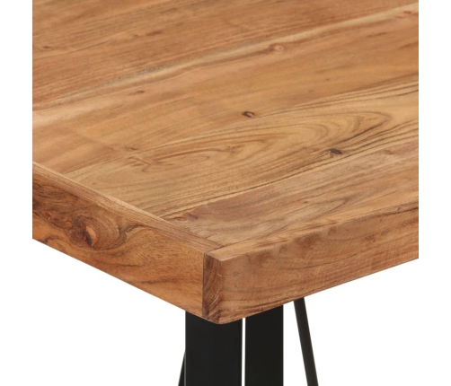 Mesa alta de hierro y madera maciza de acacia 55x55x107 cm