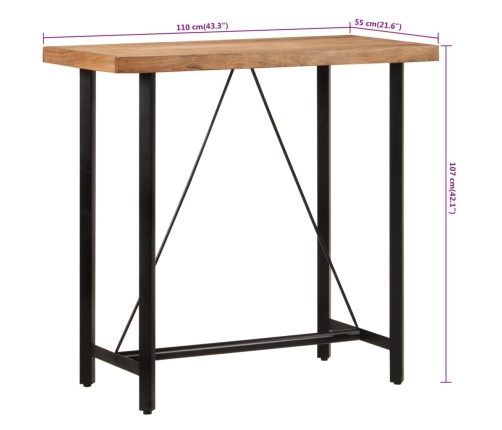 vidaXL Mesa alta de hierro y madera maciza de acacia 110x55x107 cm