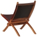 Silla de relax plegable cuero auténtico marrón oscuro