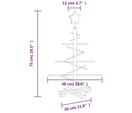 Árbol de Navidad de madera de adorno madera maciza pino 75 cm