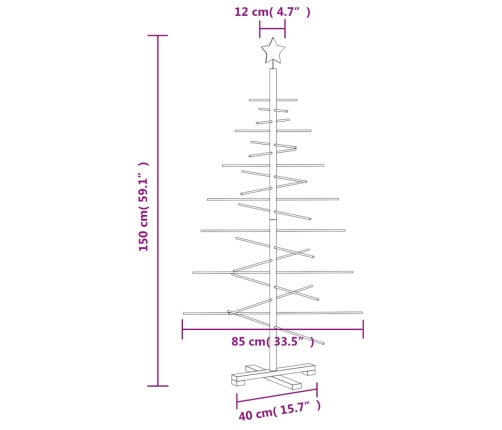 Árbol de Navidad de madera de adorno madera maciza pino 150 cm