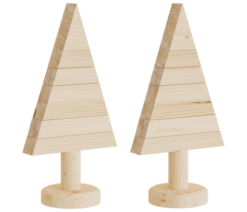 Árboles de Navidad de madera 2 uds madera maciza pino 30 cm