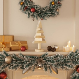 Árboles de Navidad de madera 2 uds madera maciza pino 30 cm