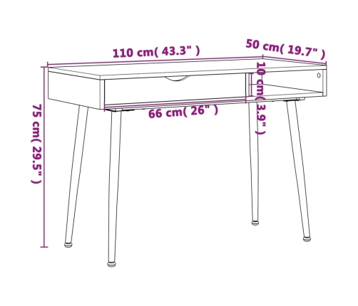 Escritorio ordenador cajón madera ingeniería marrón 110x50x75cm