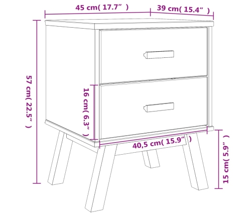 vidaXL Mesita de noche OLDEN madera maciza de pino gris y marrón