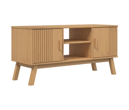 Mueble de TV OLDEN madera maciza de pino marrón 114x43x57 cm