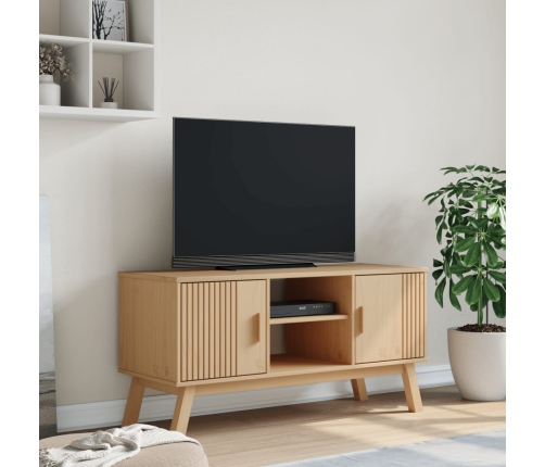 Mueble de TV OLDEN madera maciza de pino marrón 114x43x57 cm