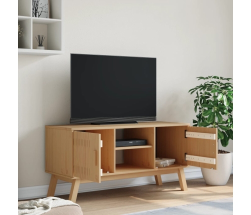 Mueble de TV OLDEN madera maciza de pino marrón 114x43x57 cm