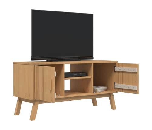 Mueble de TV OLDEN madera maciza de pino marrón 114x43x57 cm