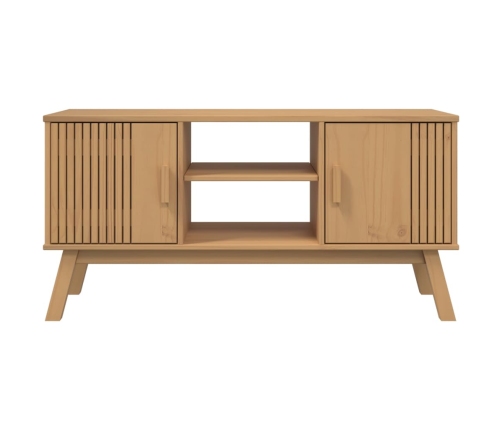 Mueble de TV OLDEN madera maciza de pino marrón 114x43x57 cm