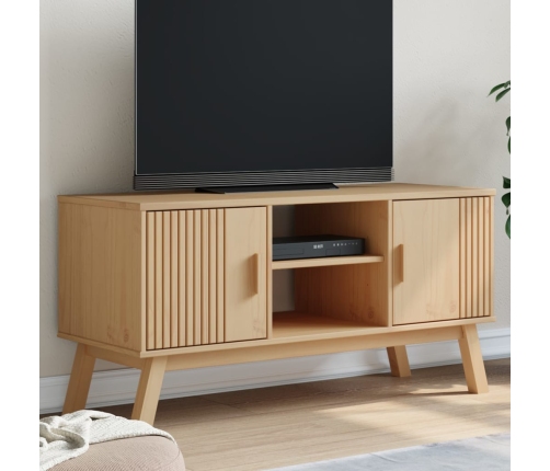 Mueble de TV OLDEN madera maciza de pino marrón 114x43x57 cm