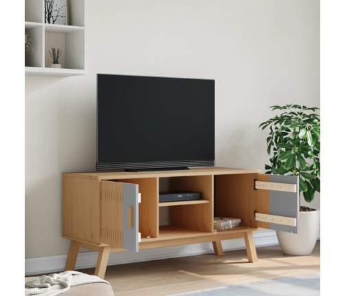 Mueble de TV OLDEN madera maciza pino gris y marrón 114x43x57cm