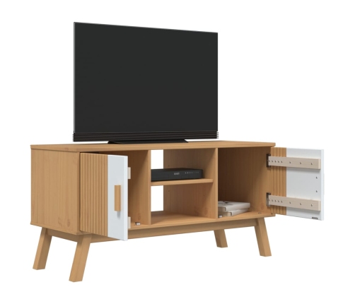 Mueble de TV OLDEN madera maciza pino blanco marrón 114x43x57cm