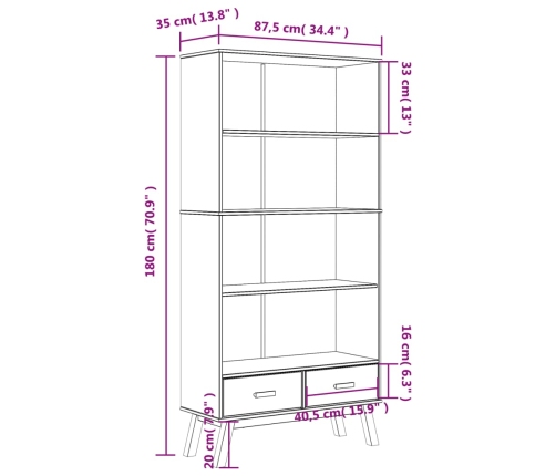 vidaXL Estantería de 4 niveles OLDEN madera maciza pino marrón y gris