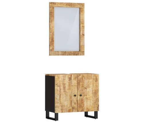 Conjunto de muebles de baño 2 piezas madera maciza de mango