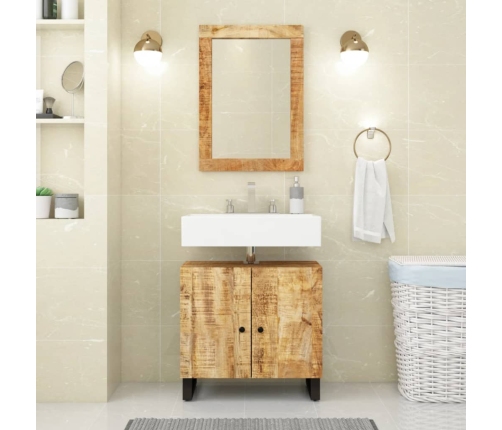 Conjunto de muebles de baño 2 piezas madera maciza de mango