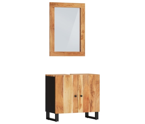 Conjunto de muebles de baño 2 piezas madera maciza de acacia