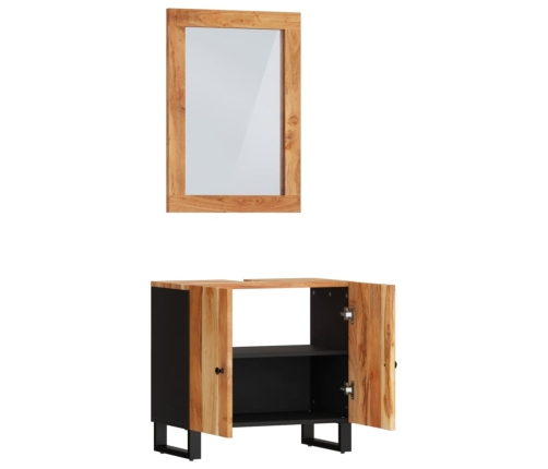 Conjunto de muebles de baño 2 piezas madera maciza de acacia