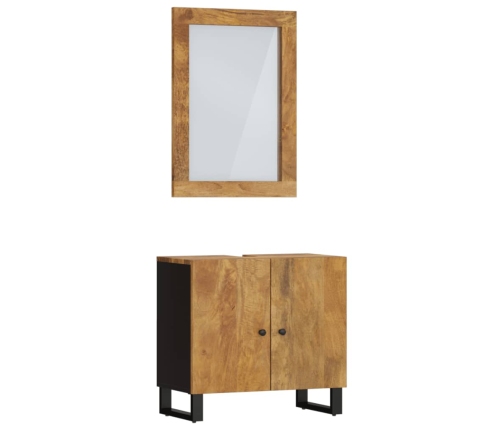 Conjunto de muebles de baño 2 piezas madera maciza de mango