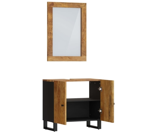 Conjunto de muebles de baño 2 piezas madera maciza de mango