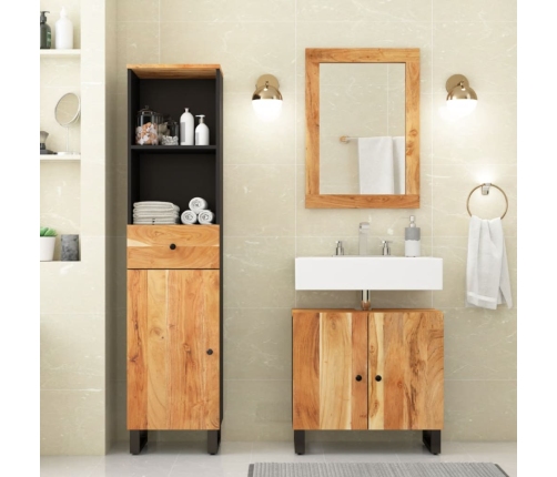 Conjunto de muebles de baño 3 piezas madera maciza de acacia