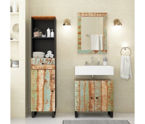 Conjunto de muebles de baño 3 piezas madera maciza reciclada