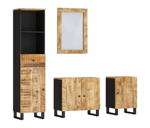 Conjunto de muebles de baño 4 piezas madera maciza de mango