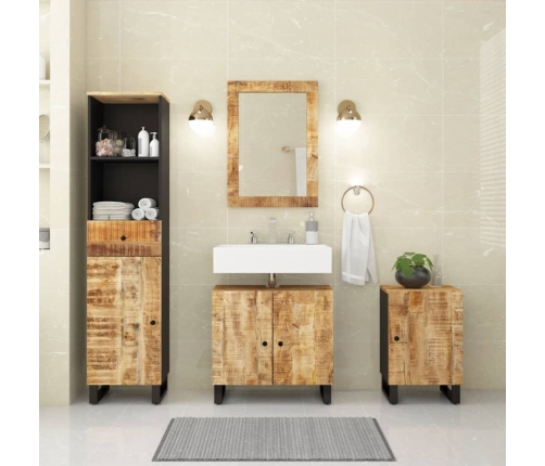 Conjunto de muebles de baño 4 piezas madera maciza de mango