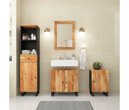 Conjunto de muebles de baño 4 piezas madera maciza de acacia