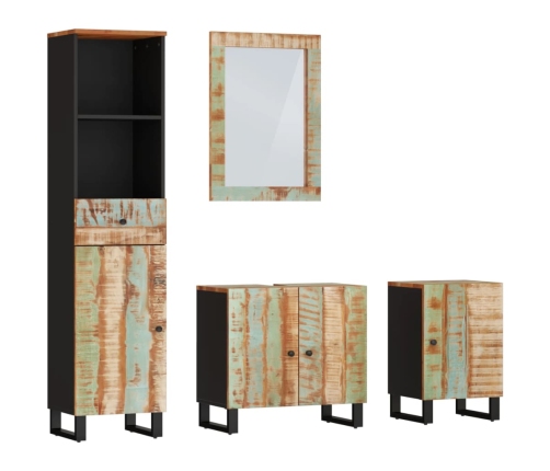 Conjunto de muebles de baño 4 piezas madera maciza reciclada