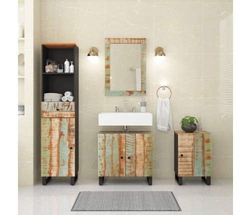 Conjunto de muebles de baño 4 piezas madera maciza reciclada