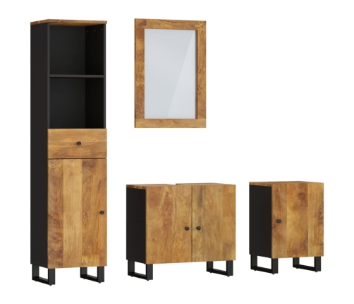 Conjunto de muebles de baño 4 piezas madera maciza de mango