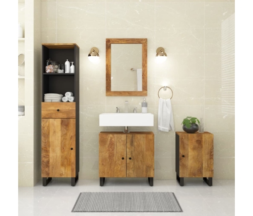 Conjunto de muebles de baño 4 piezas madera maciza de mango