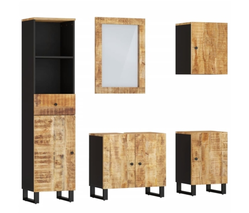 Conjunto de muebles de baño 5 piezas madera maciza de mango