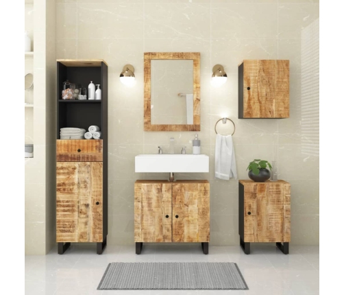 Conjunto de muebles de baño 5 piezas madera maciza de mango