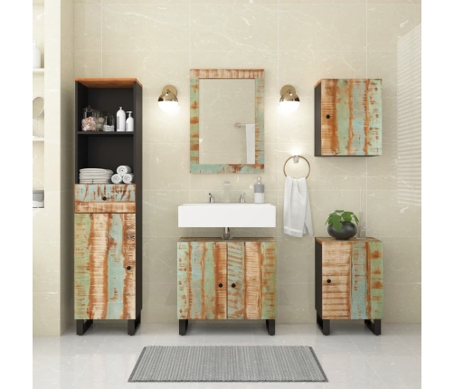 Conjunto de muebles de baño 5 piezas madera maciza reciclada