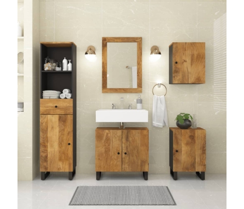 Conjunto de muebles de baño 5 piezas madera maciza de mango