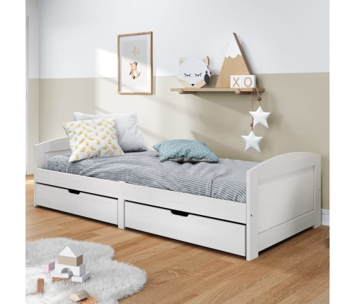 vidaXL Sofá cama con 2 cajones madera maciza pino blanca IRUN 90x200cm